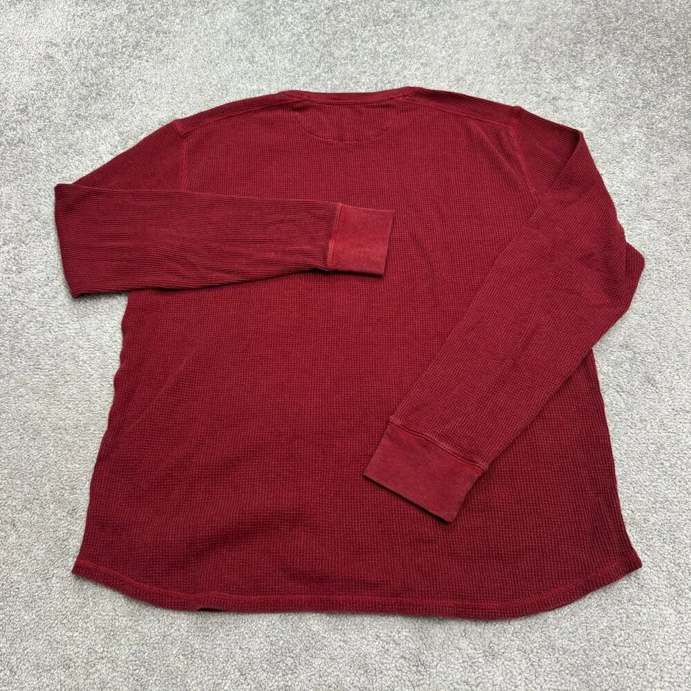 Banana Republic Thermal Waffle Knit Pullover Sweater Men XL Red Crew Neck Cotton